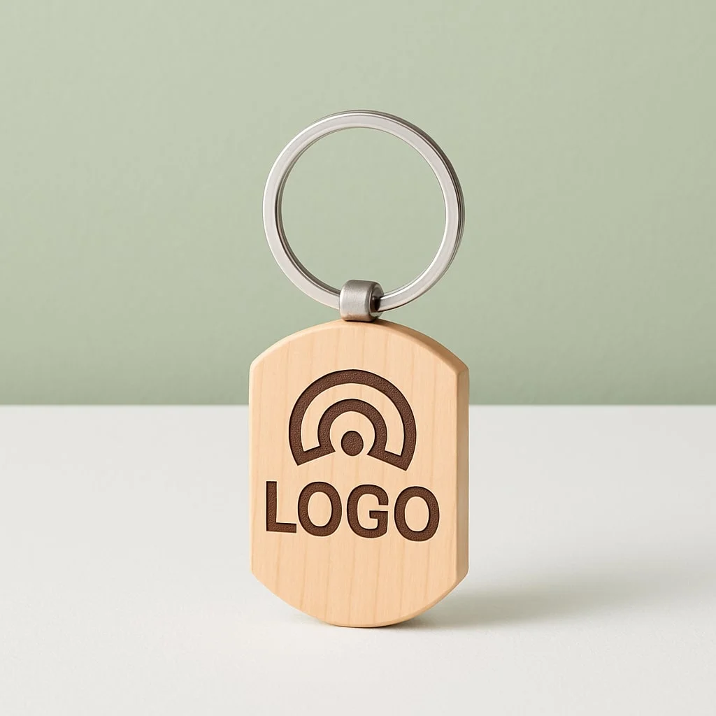 Wooden Keychain With Brand Logo – Image 3