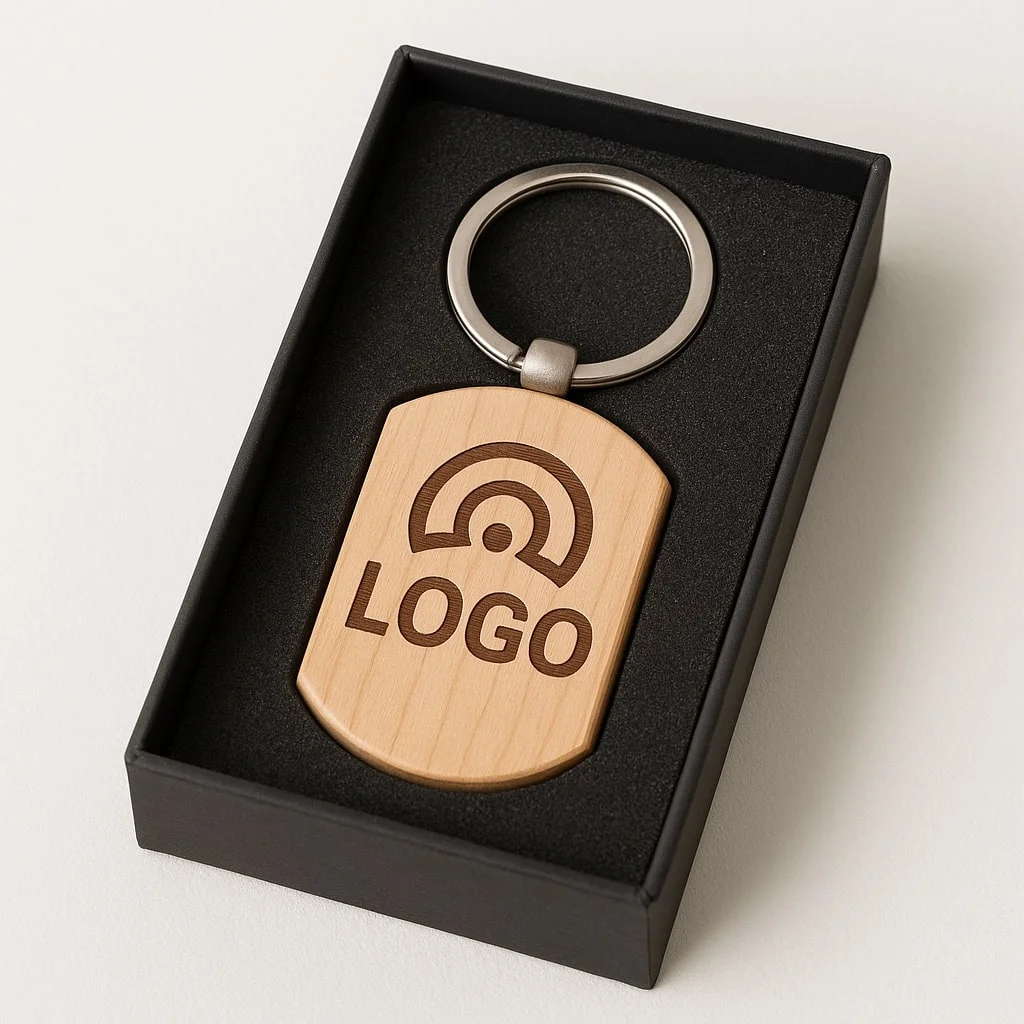 Wooden Keychain With Brand Logo – Image 2